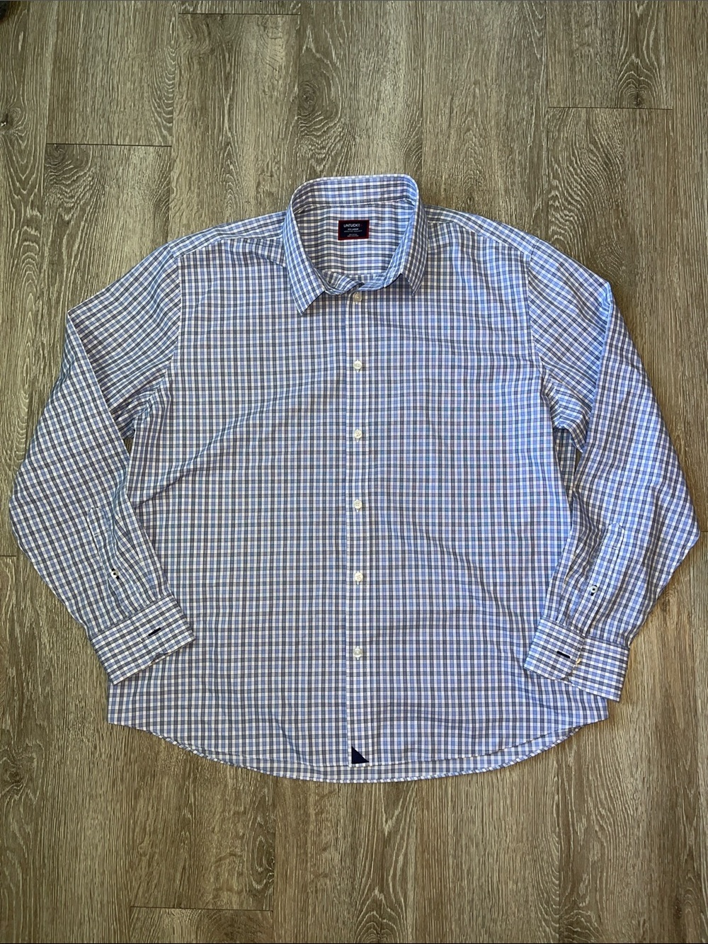 UNTUCKit Men's Blue & White Plaid Button-Down Shirt 100% cotton wrinkle free xxl
